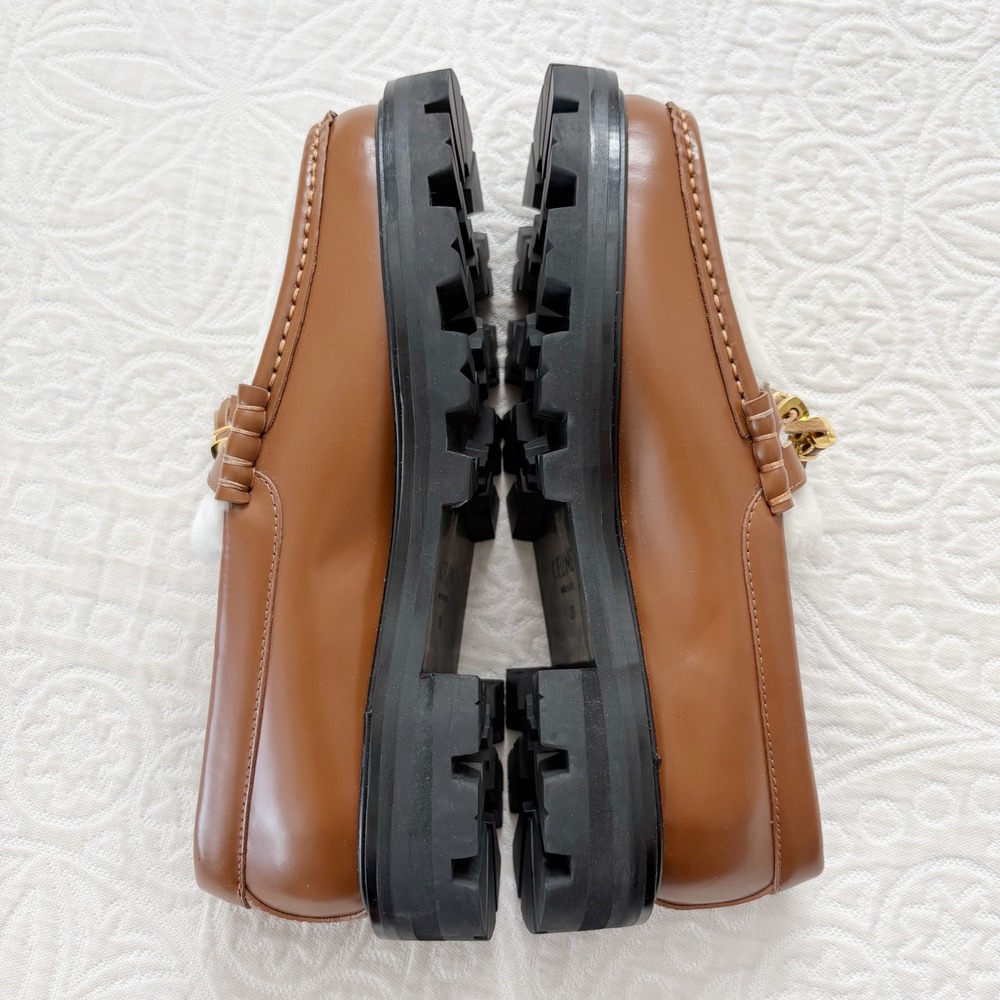 Celine Margaret‎ Triomphe Shearling Tassel Loafers Sz 39 - Picture 5 of 8